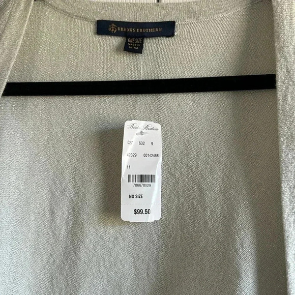 NWT Brooks Brothers Wrap Shawl Poncho Cover-Up Silver Sparkle - Picture 2 of 4